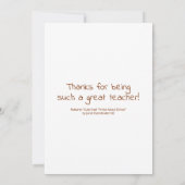 Carte Merci de l'enseignant d'escargot mou (Dos)