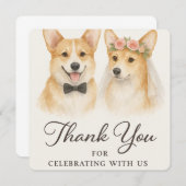 Carte Merci de Mariage d'aquarelle Corgi (Devant / Derrière)