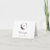 Carte Merci de Mariage de  de couronne de fleurs violett (Devant)