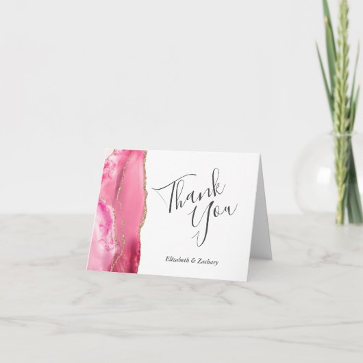 Carte Merci de Mariage de l'or rose Agate (Devant)