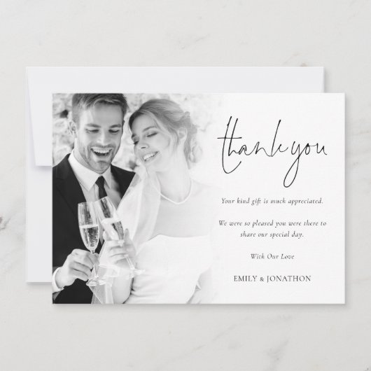 Carte Merci de Mariage de script de superposition de pho (Devant)