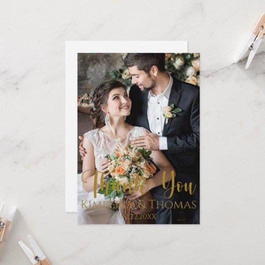 Carte Merci de Mariage de script simple (Devant/Arrière en situation)