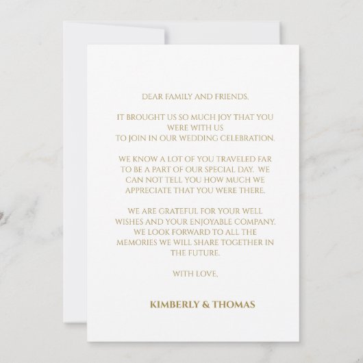 Carte Merci de Mariage de script simple (Dos)