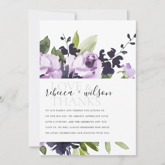Carte MERCI de MARIAGE FLORAL ROSE LILAC (Devant)