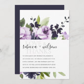 Carte MERCI de MARIAGE FLORAL ROSE LILAC (Devant / Derrière)