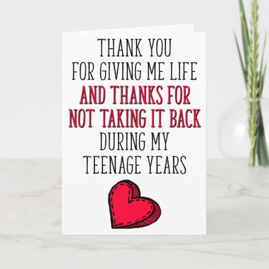 Carte Merci de me donner la vie, fête des mères (Devant)