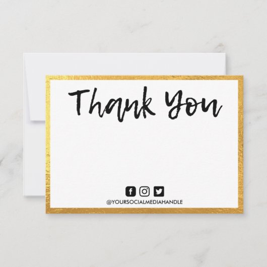 Carte Merci de message personnel Gold (Devant)