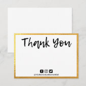 Carte Merci de message personnel Gold (Devant / Derrière)