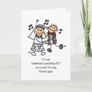Carte Merci de musique mariage avec groom et bâton de ma