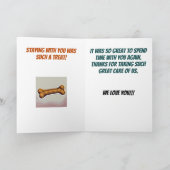 Carte Merci de nous laisser rester avec vous (Intérieur)