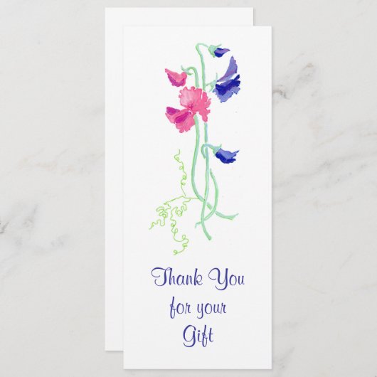 Carte "Merci" de pois doux (Devant / Derrière)