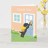 Carte Merci de printemps des jonquilles du Labrador noir (Fleur jaune)