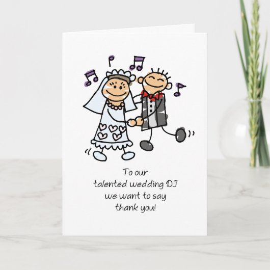 Carte Merci de réception de mariage DJ avec bâton figure (Devant)
