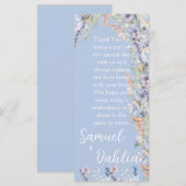 Carte Merci de réception Fleur sauvage bleu (Devant / Derrière)