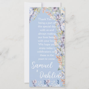 Carte Merci de réception Fleur sauvage bleu