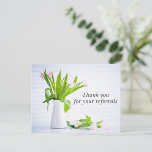Carte Merci de référence chic Fleurs de tulipes affaires (Debout devant)