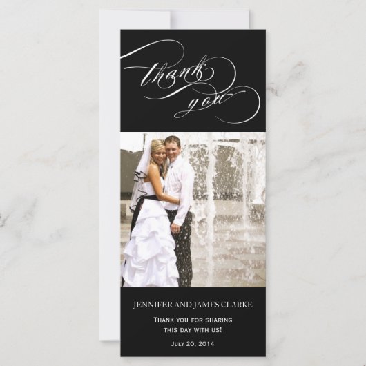 Carte Merci de script photo Mariage noir (Devant)