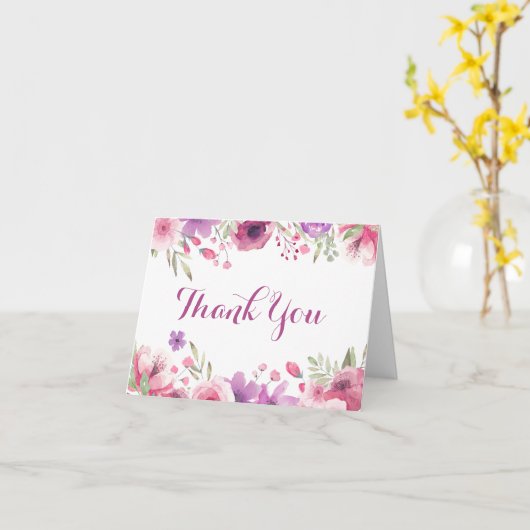 Carte Merci de script Rose d'aquarelle (Fleur jaune)