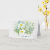 Carte Merci de sympathie du champ de marguerites blanche (Fleur jaune)
