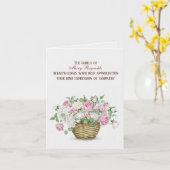 Carte Merci de Sympathie du panier Rose aquarelle (Fleur jaune)