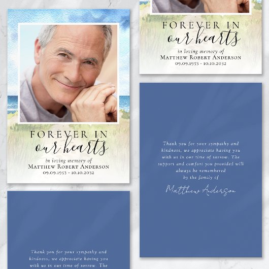 Carte Merci de Sympathie funéraire de Watercolor Beach