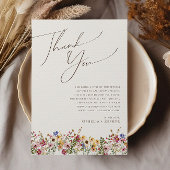 Carte Merci de table de réception fleur sauvage beige be