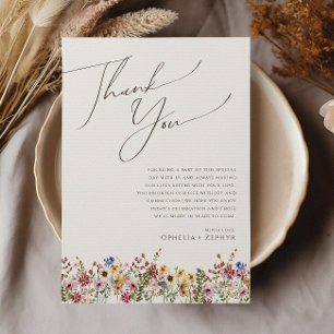 Carte Merci de table de réception fleur sauvage beige be