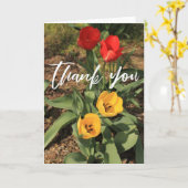 Carte Merci décontracté d'écriture manuscrite rouge et j (Fleur jaune)