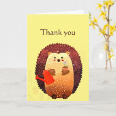 Carte Merci d'être béni Hedgehog Gardener (Fleur jaune)