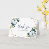 Carte Merci d'Fête de l'mariée d'aquarelle bleu-bleu-or (Fleur jaune)