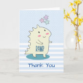 Carte Merci d'illustration de Dinosaure Jaune mignonne (Fleur jaune)