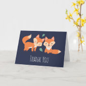 Carte Merci d'illustration graphique de renards orange m (Fleur jaune)