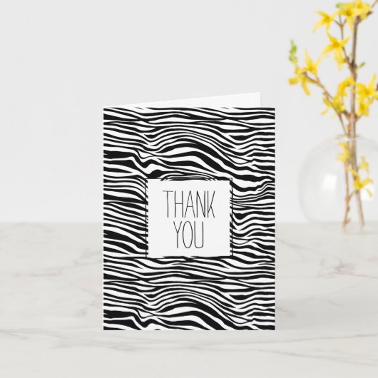 Carte Merci d'impression Zebra noir et blanc (Fleur jaune)