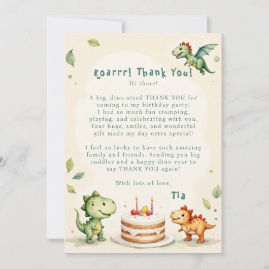 Carte Merci Dinosaur à deux Rex (Devant)