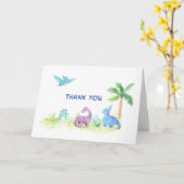 Carte Merci Dinosaur Cute Baby shower d'aquarelle (Fleur jaune)