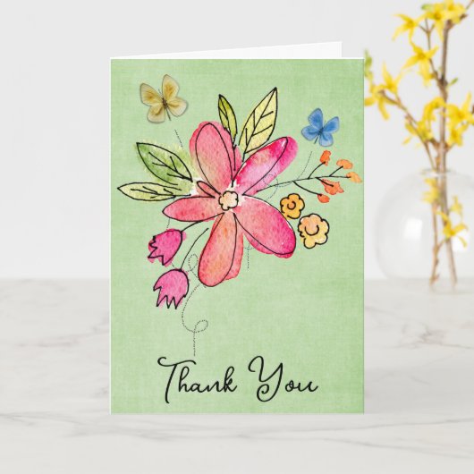Carte Merci Doodle Flowers (Fleur jaune)