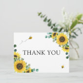 Carte Merci du Baby shower de l'abeille de tournesol (Debout devant)