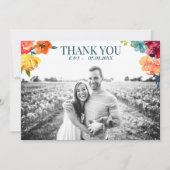 Carte "Merci" du Mariage photo d'été brillant (Devant)