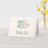 Carte Merci élégant de bouquet rose et bleu (Fleur jaune)
