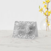 Carte Merci en feuille d'argent scintillant (Fleur jaune)