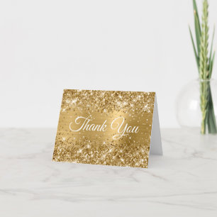 Carte Merci en feuille d'or pailleté