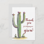 Carte Merci Enseignant Cute aquarelle cactus (Devant / Derrière)