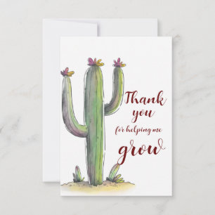 Carte Merci Enseignant Cute aquarelle cactus