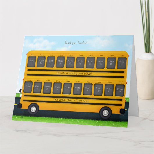 Carte Merci Enseignant École Jaune Bus 20 Photos (Devant)