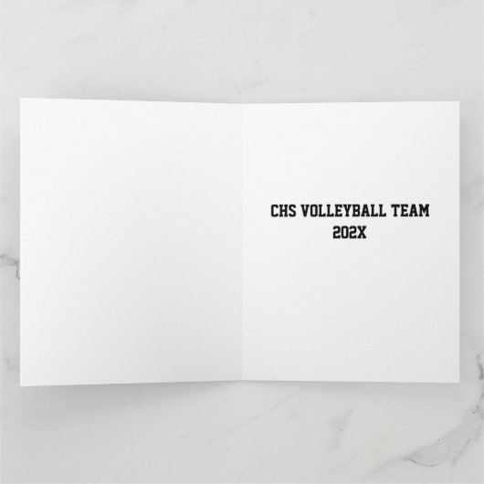 Carte MERCI ENTRAÎNEZ L'Équipe De Volley-ball Sports Bla (Intérieur)