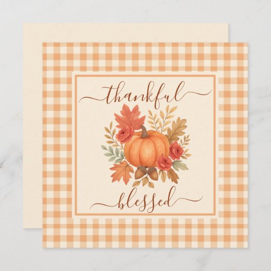 Carte Merci et béni Citrouille | Action de grâces automn (Devant / Derrière)