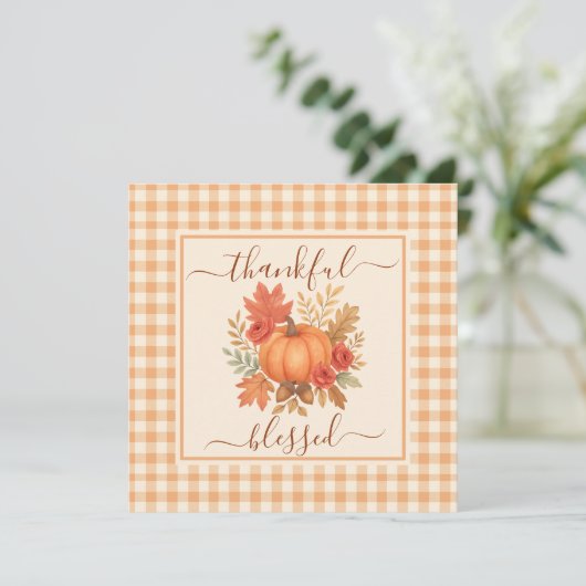 Carte Merci et béni Citrouille | Action de grâces automn (Debout devant)