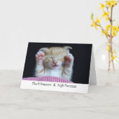 Carte Merci et haut cinq, Chaton dormant (Fleur jaune)