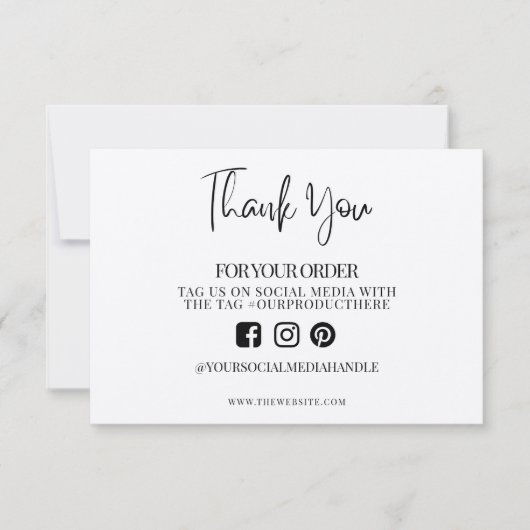 Carte Merci Fancy Calligraphie Support personnalisé Inse (Devant)