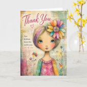 Carte Merci Fantaisiste Fille Florale Couleur (Fleur jaune)
